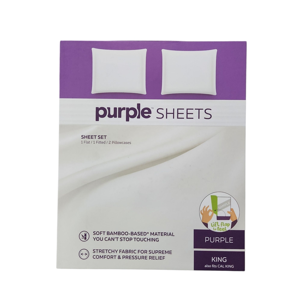 NIB Purple Mattress Brand - KING/CALI KING SOFTSTRETCH SHEET SET (BAMBOO) - Picture 3 of 17